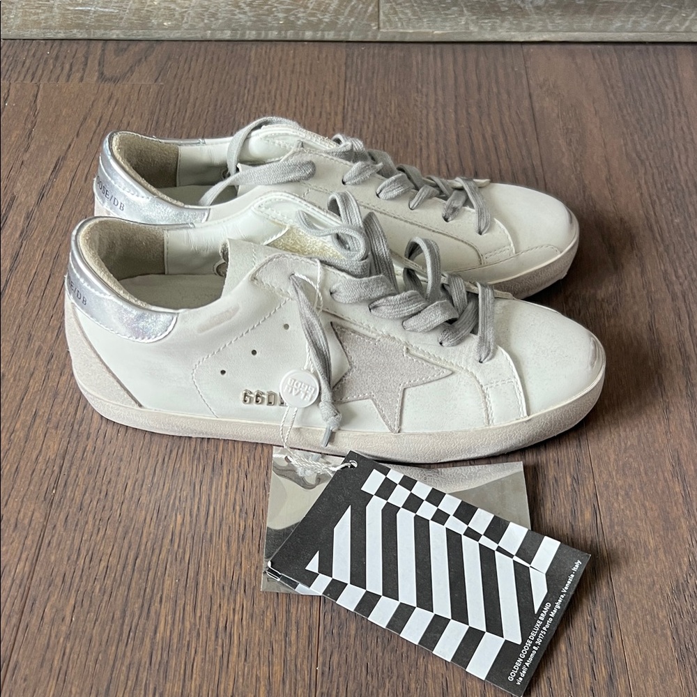 ✨White and Silver Star Sneakers